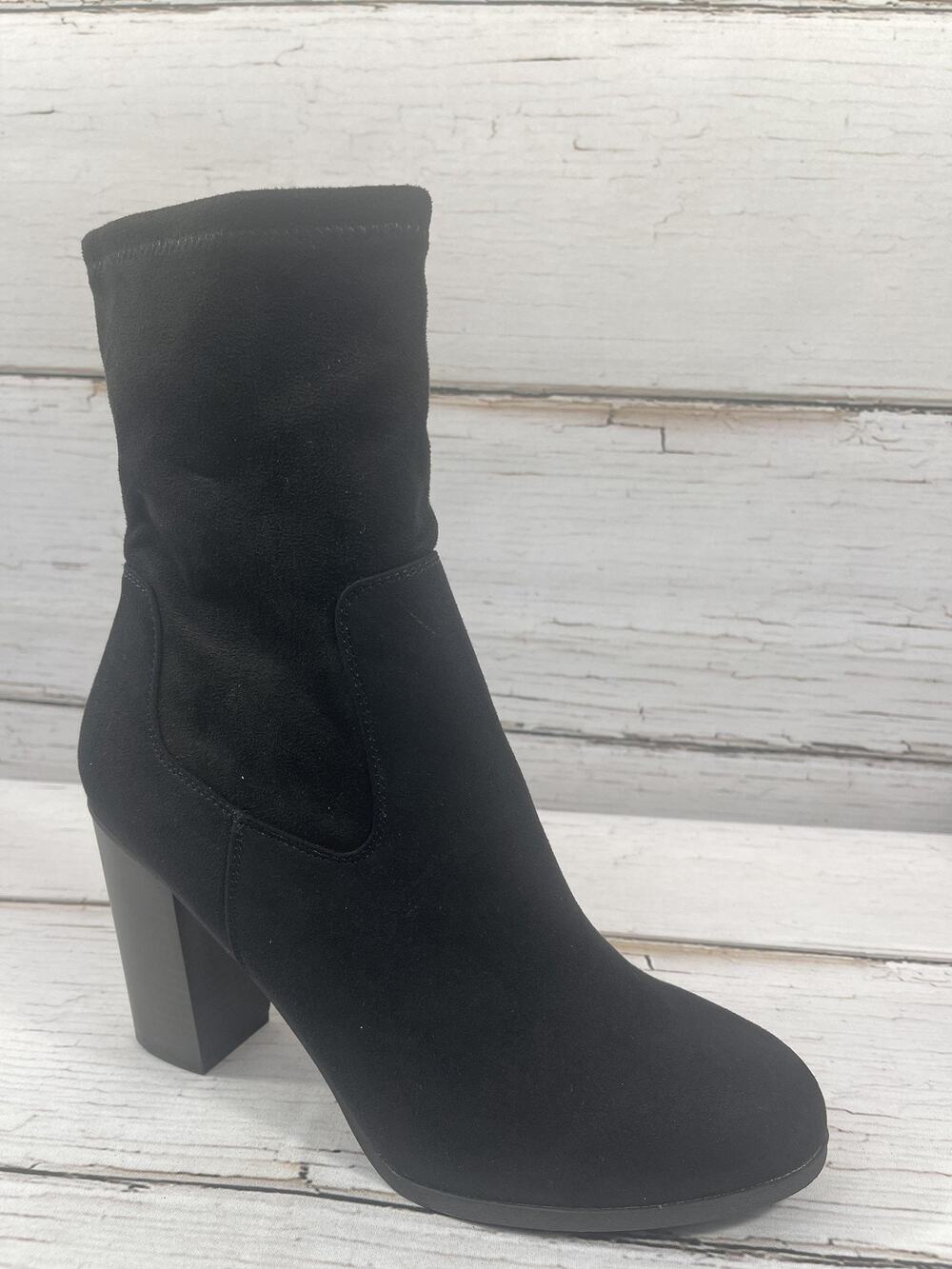 Style&Co. Boots Women's Size 11M Black ANITAAF Sock Mid Zip Block Heel Booties